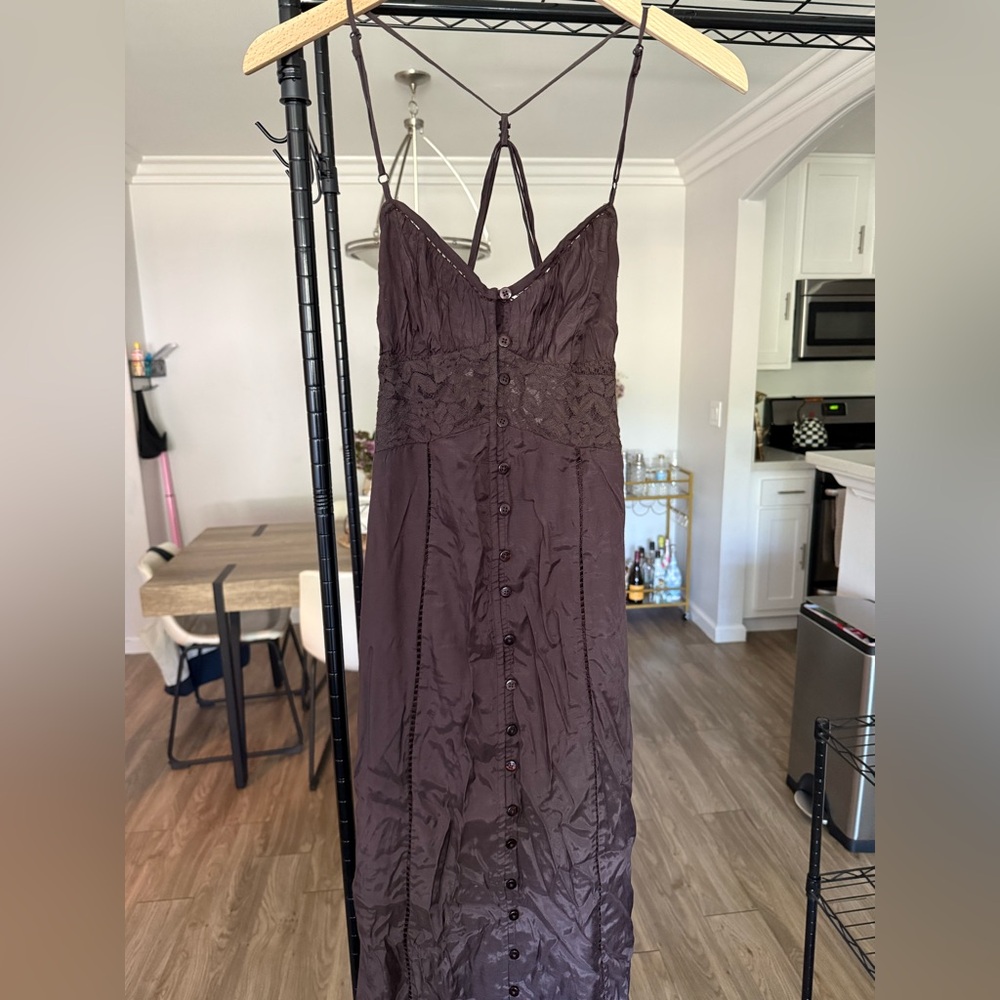 Elegant Brown Button-Down Dress
